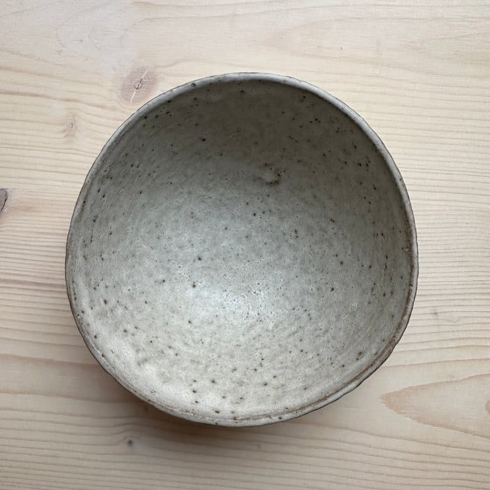Small thumbed bowl, white stripe